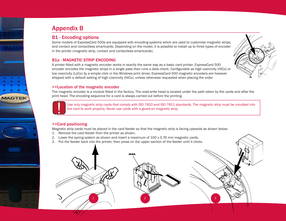 Appendix b, B1 - encoding options | MagTek EC500 99875172 User Manual | Page 41 / 49