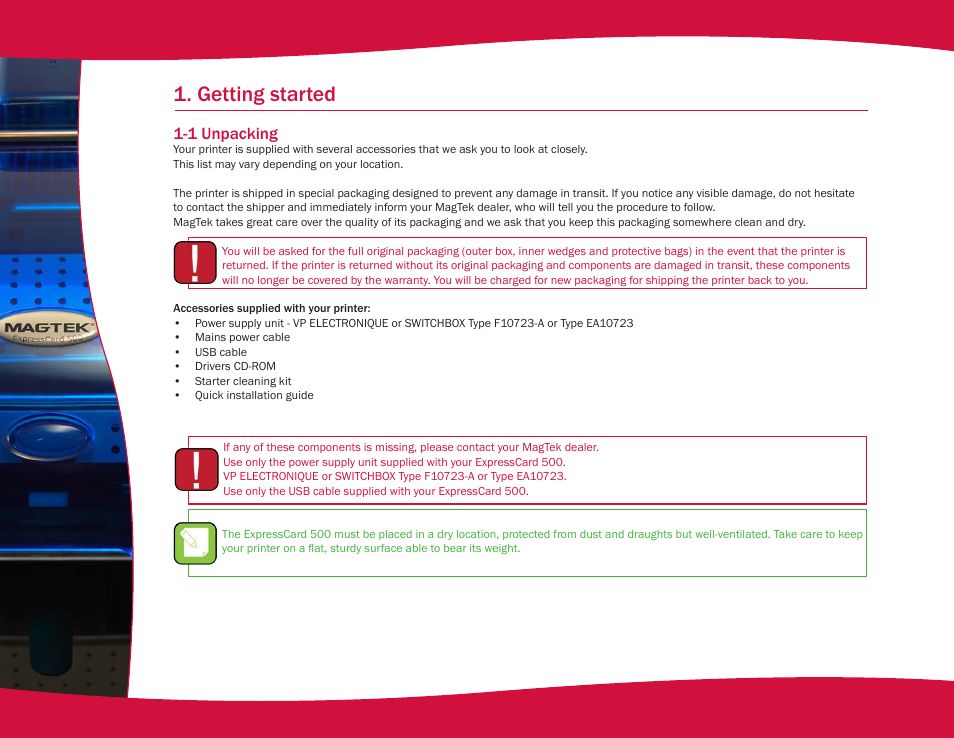 Getting started | MagTek EC500 99875172 User Manual | Page 5 / 49