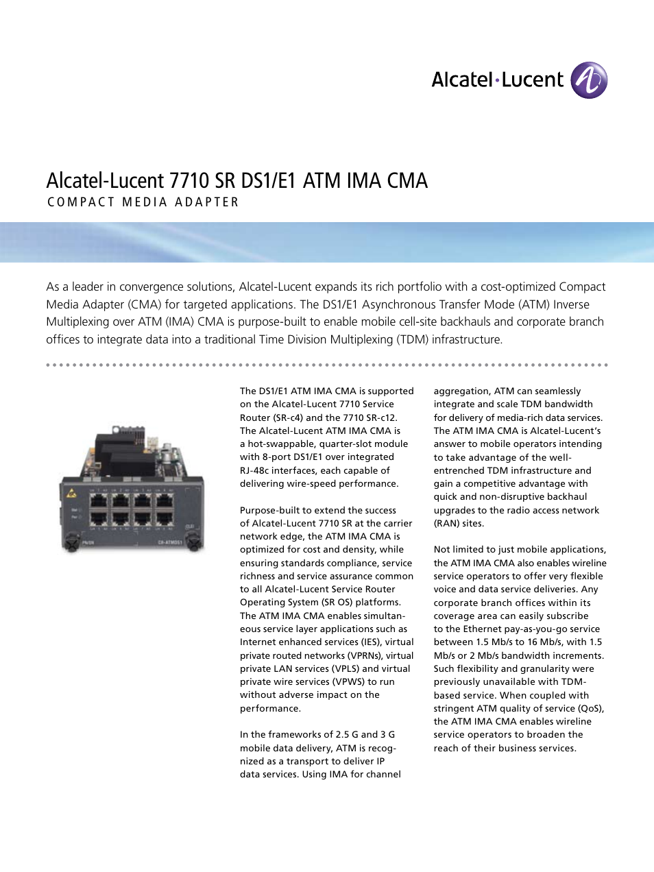 Alcatel-Lucent 7710 SR DS1 User Manual | 2 pages