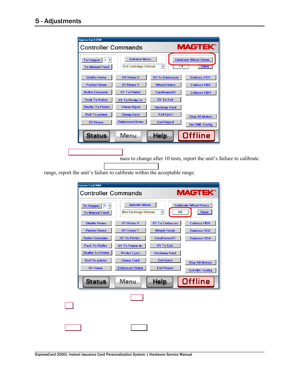 5 - adjustments | MagTek EC2000 99875607 User Manual | Page 150 / 180