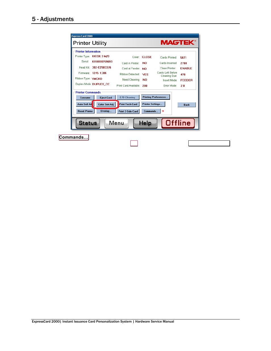 5 - adjustments | MagTek EC2000 99875607 User Manual | Page 169 / 180