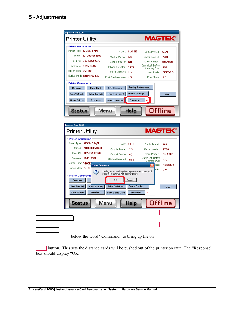 5 - adjustments | MagTek EC2000 99875607 User Manual | Page 170 / 180