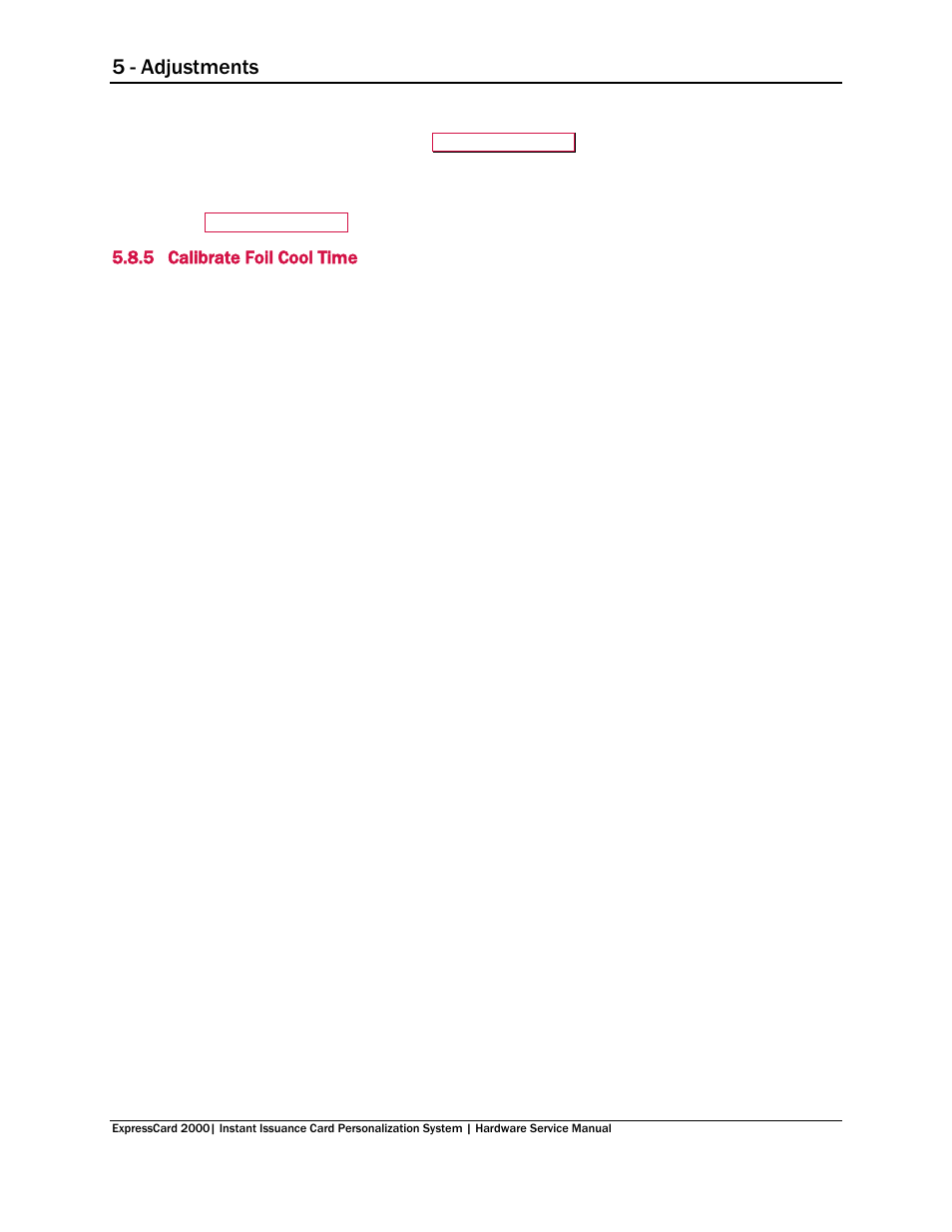 5 calibrate foil cool time, 5 - adjustments | MagTek EC2000 99875607 User Manual | Page 177 / 180
