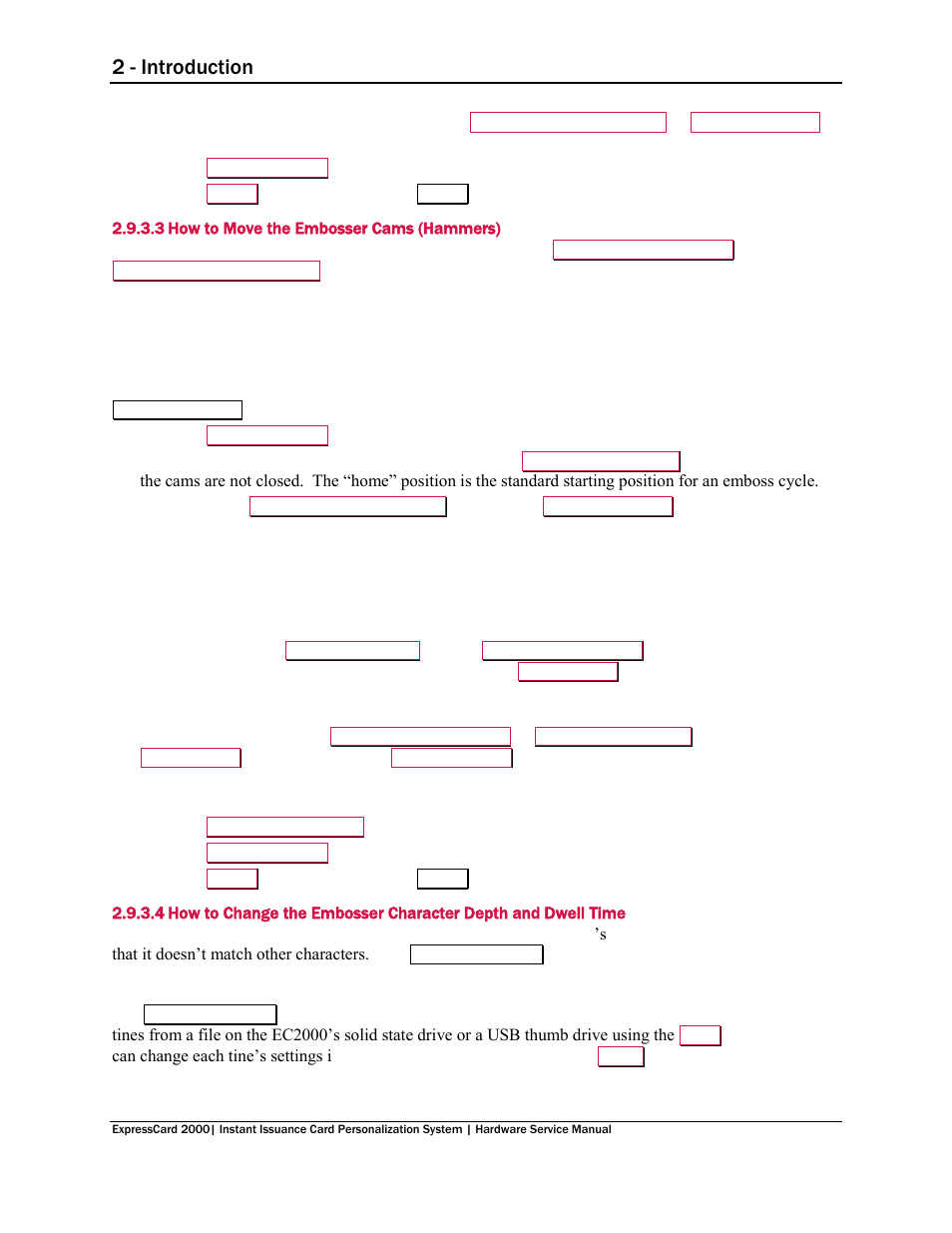 3 how to move the embosser cams (hammers), 2 - introduction | MagTek EC2000 99875607 User Manual | Page 19 / 180