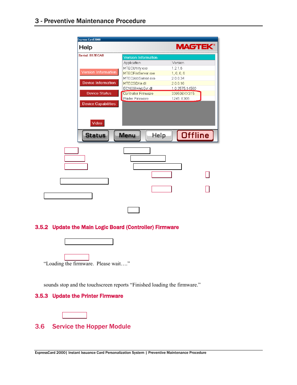 3 update the printer firmware, 6 service the hopper module, Service the hopper module | 3 - preventive maintenance procedure | MagTek EC2000 99875651 User Manual | Page 11 / 18