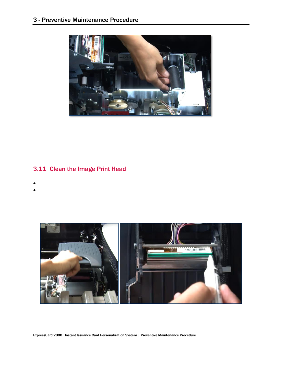 11 clean the image print head, Clean the image print head, 3 - preventive maintenance procedure | MagTek EC2000 99875651 User Manual | Page 15 / 18