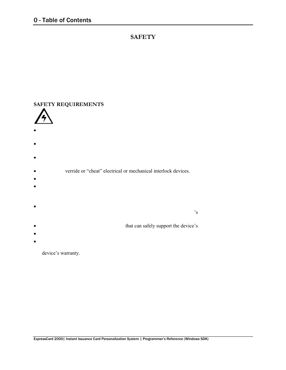 0 - table of contents, Safety | MagTek EC2000 99875713 User Manual | Page 3 / 21