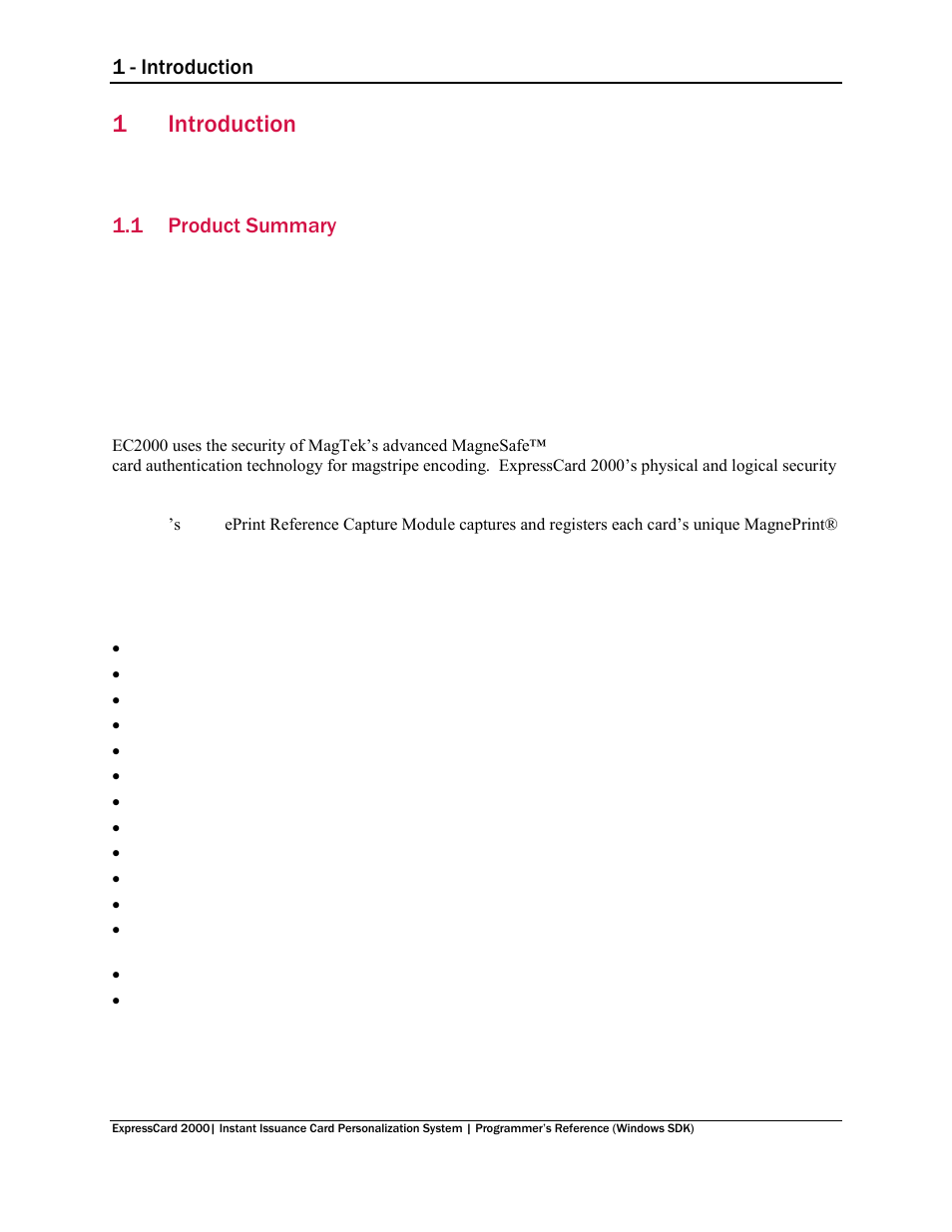 1 introduction, 1 product summary, Introduction | Product summary, 1introduction, 1 - introduction | MagTek EC2000 99875713 User Manual | Page 5 / 21