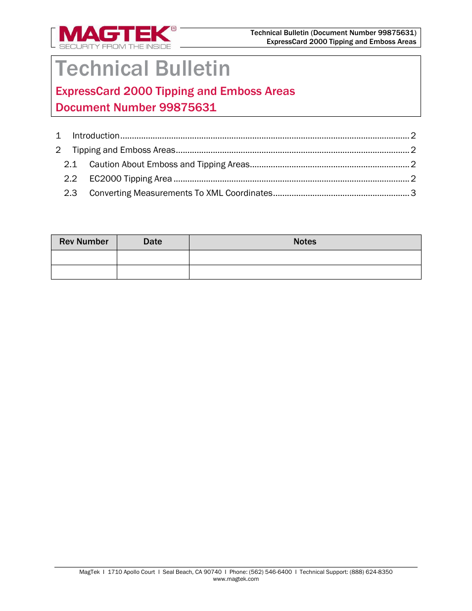 MagTek EC2000 99875631 User Manual | 5 pages