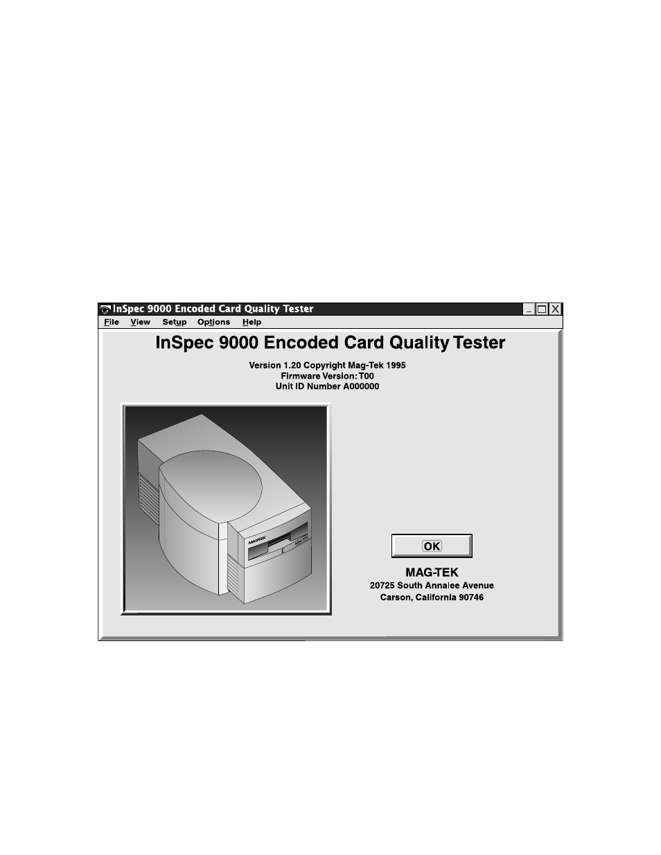 Section 3. operation, Opening the tester program, Figure 3-1. opening display | MagTek InSpec 9000 User Manual | Page 23 / 90