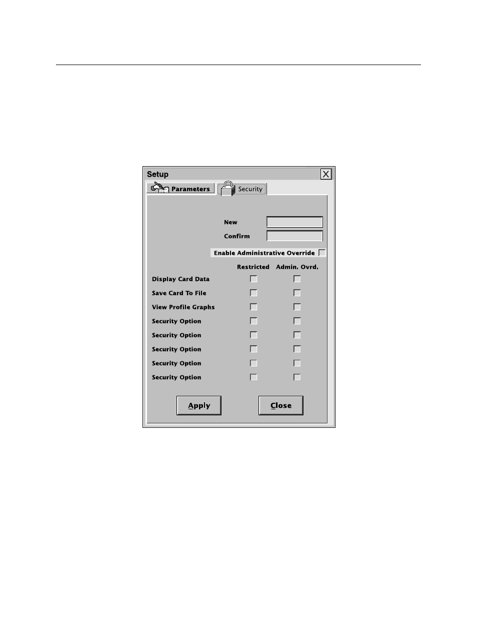 Security, Figure 3-4. security screen | MagTek InSpec 9000 User Manual | Page 28 / 90