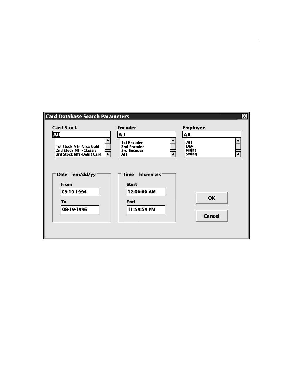 Database, Figure 4-9. card database search | MagTek InSpec 9000 User Manual | Page 50 / 90