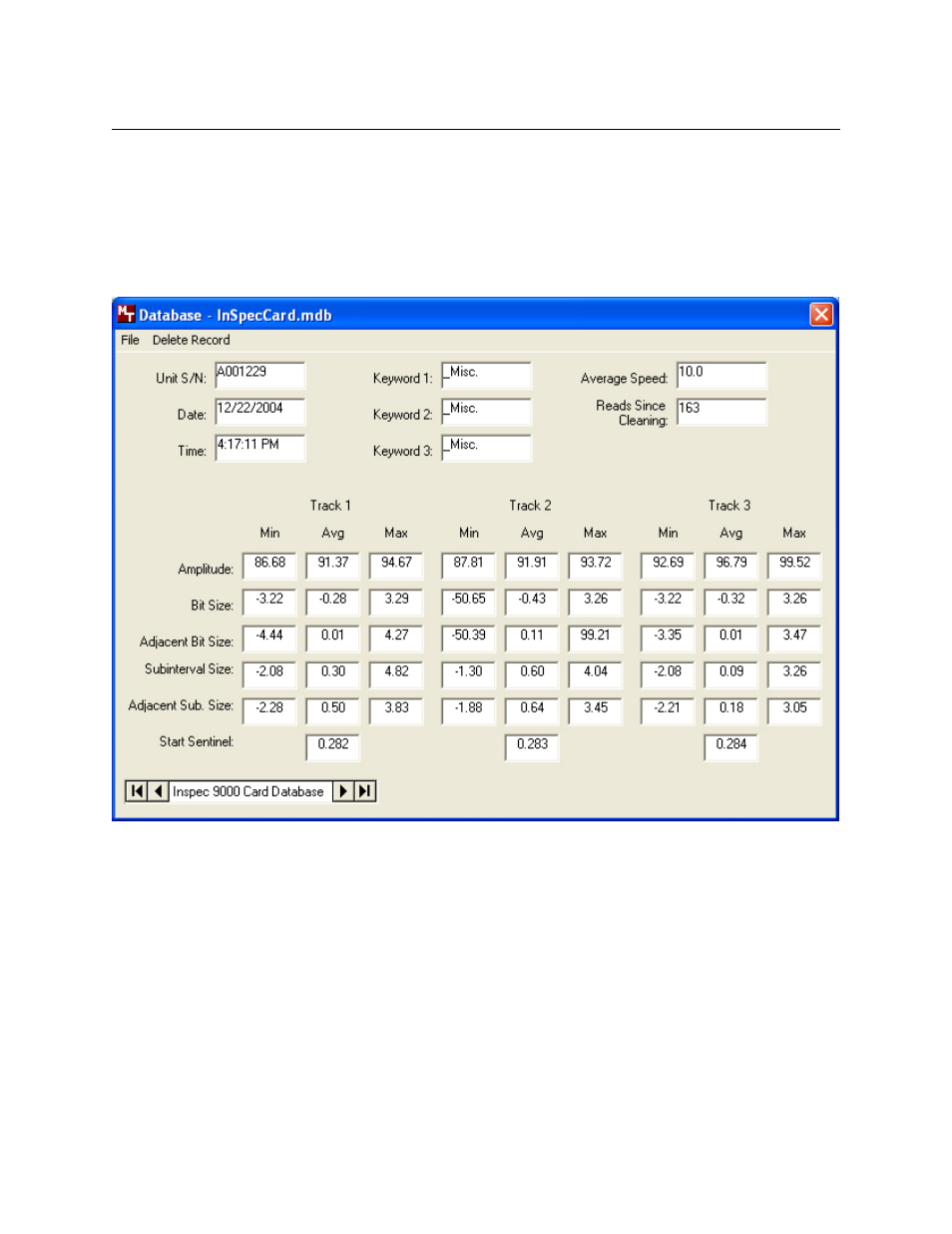 Database, Figure 4-13. database of cards read | MagTek InSpec 9000-2005 User Manual | Page 50 / 86
