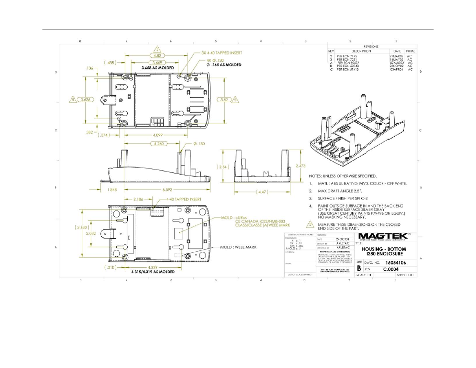 Figure a-2. mounting dimensions 2 | MagTek INTELLISTRIPE 380 USB/RS-232 User Manual | Page 29 / 31