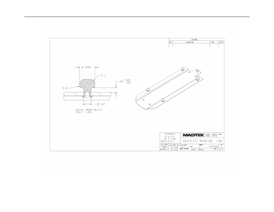 Figure a-4. magtek mounting plate, i380, 2 | MagTek INTELLISTRIPE 380 USB/RS-232 User Manual | Page 31 / 31
