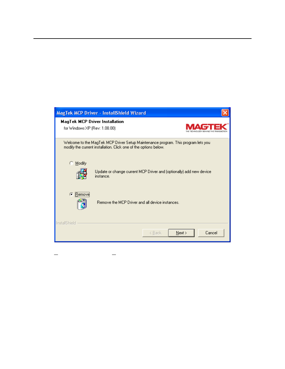 Removing the mcp drivers | MagTek MAGTEK User Manual | Page 36 / 80