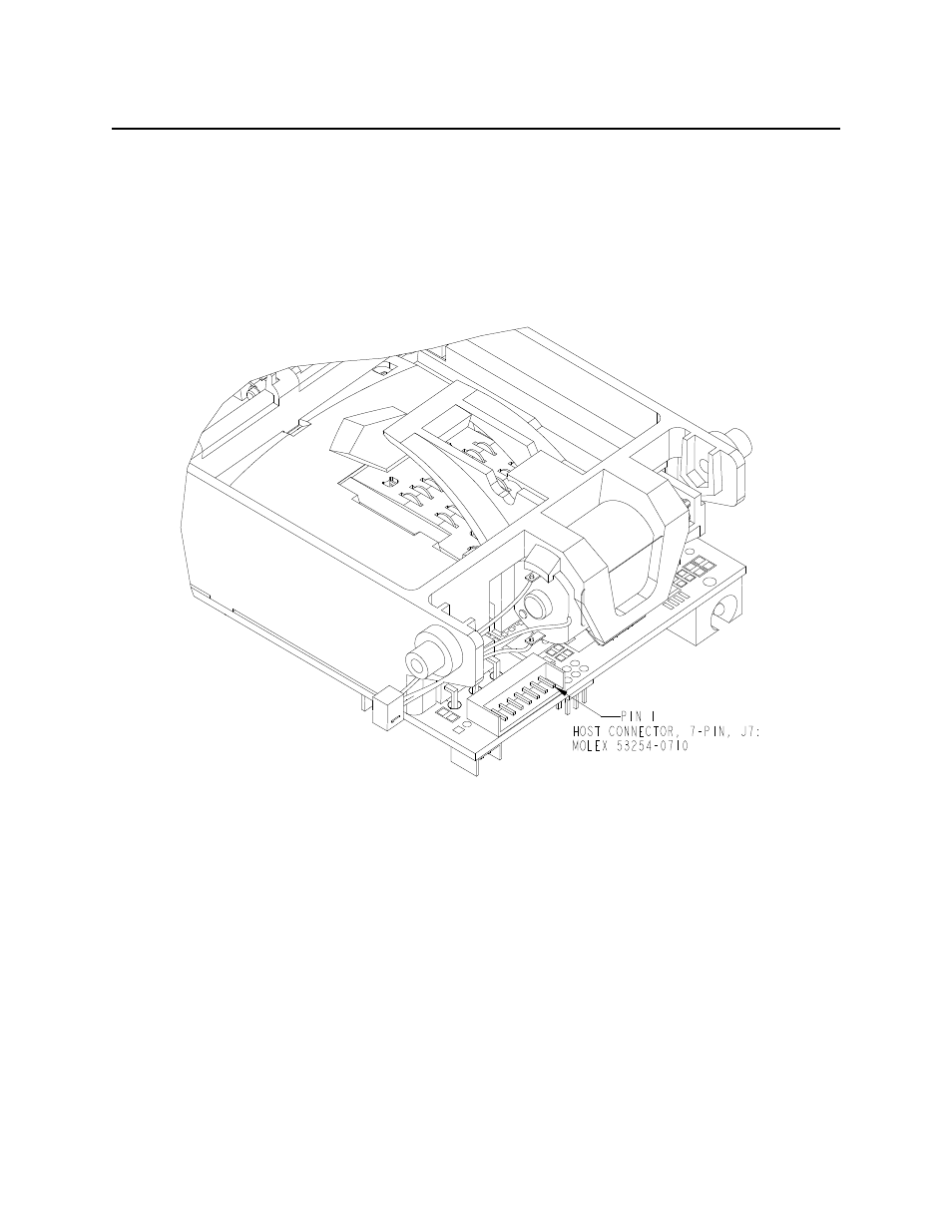 Host connector, 7-pin, Power-fail capacitor connector, 2-pin | MagTek IntelliStripe65 99875141 User Manual | Page 21 / 38