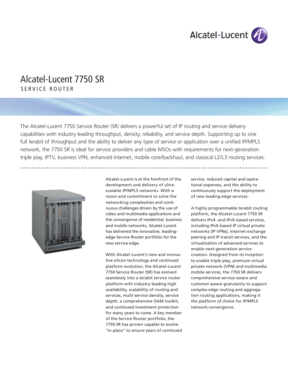 Alcatel-Lucent 7750 SR User Manual | 12 pages