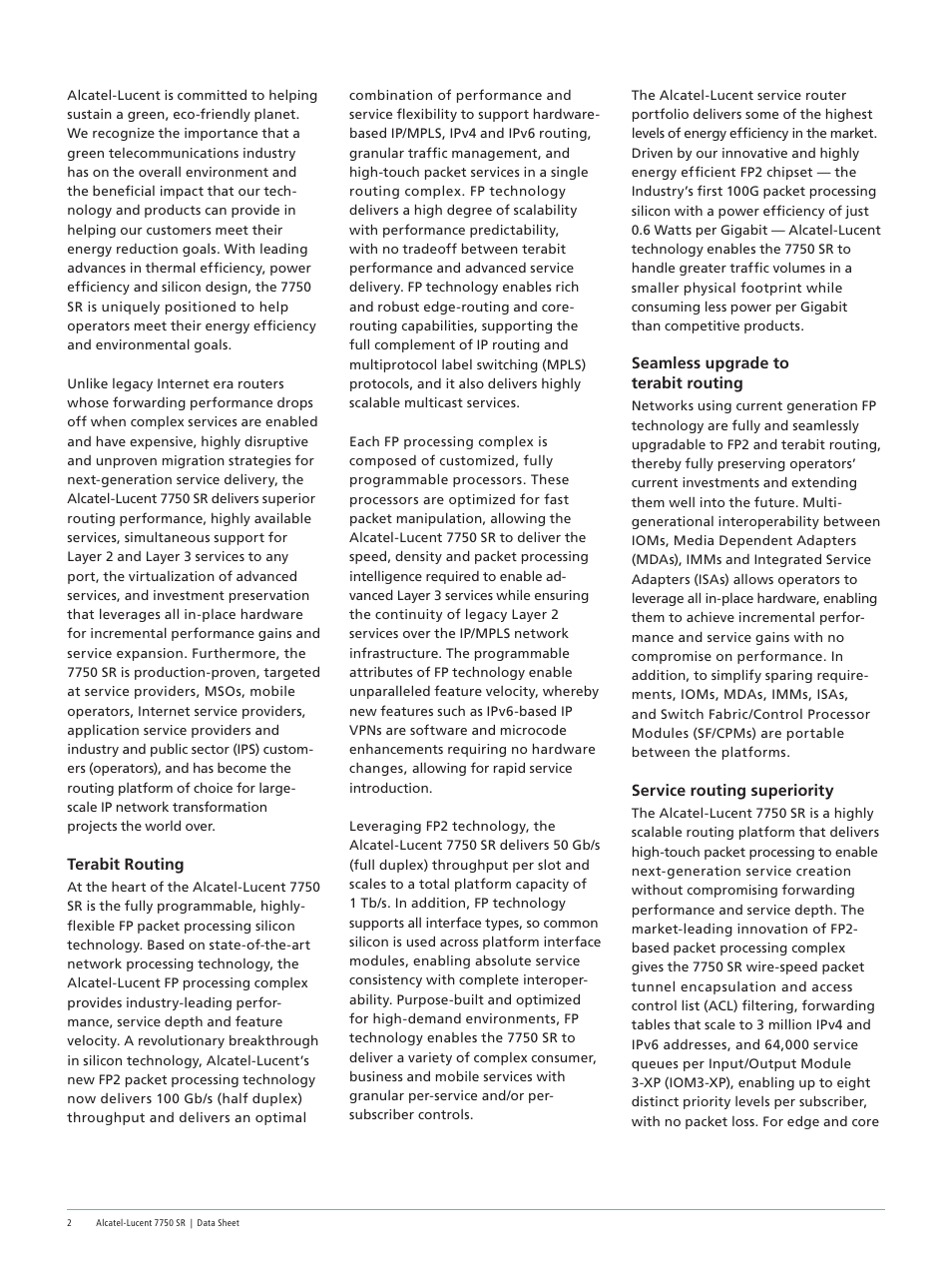Alcatel-Lucent 7750 SR User Manual | Page 2 / 12