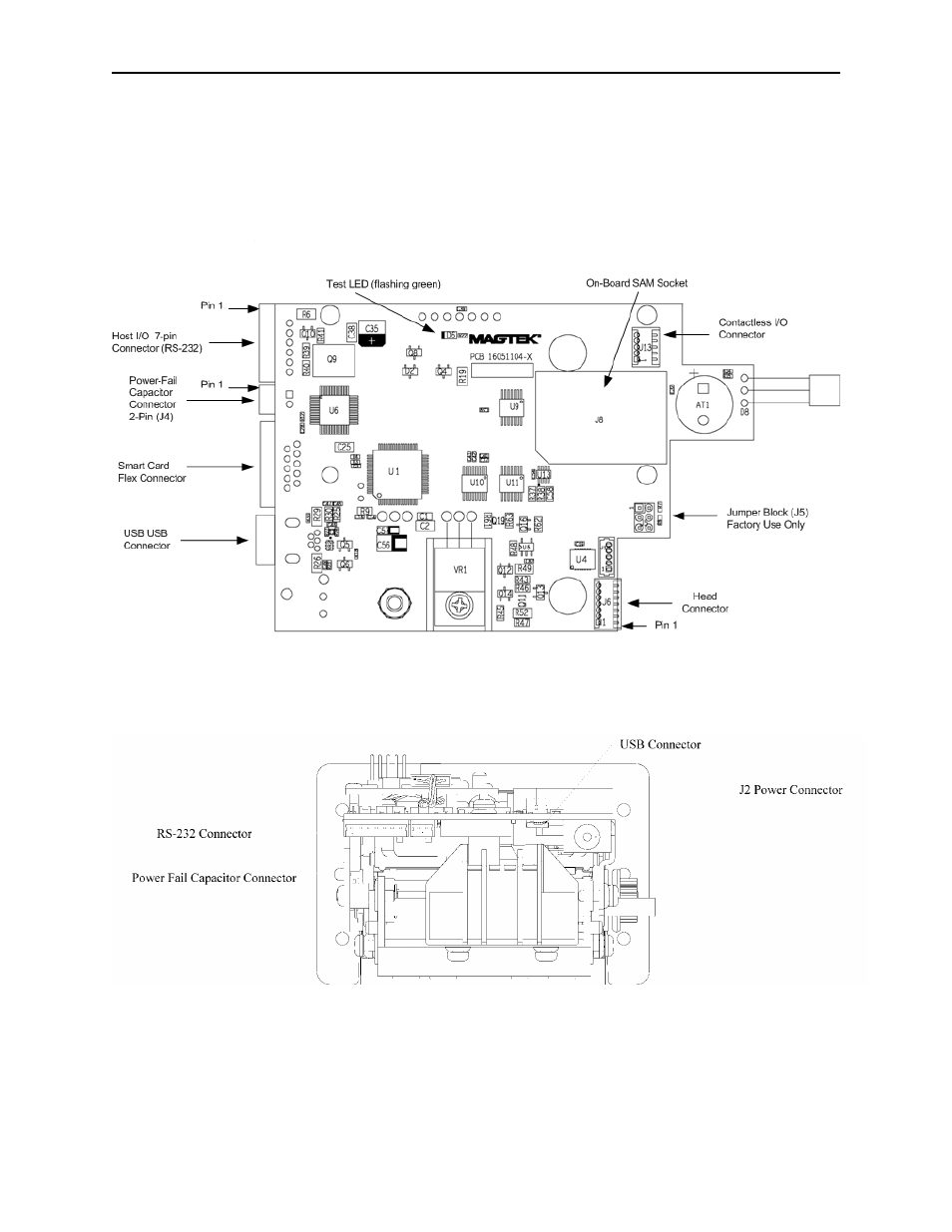 Electrical connections, Connector locations | MagTek IntelliStripe 320 99875167 User Manual | Page 24 / 33