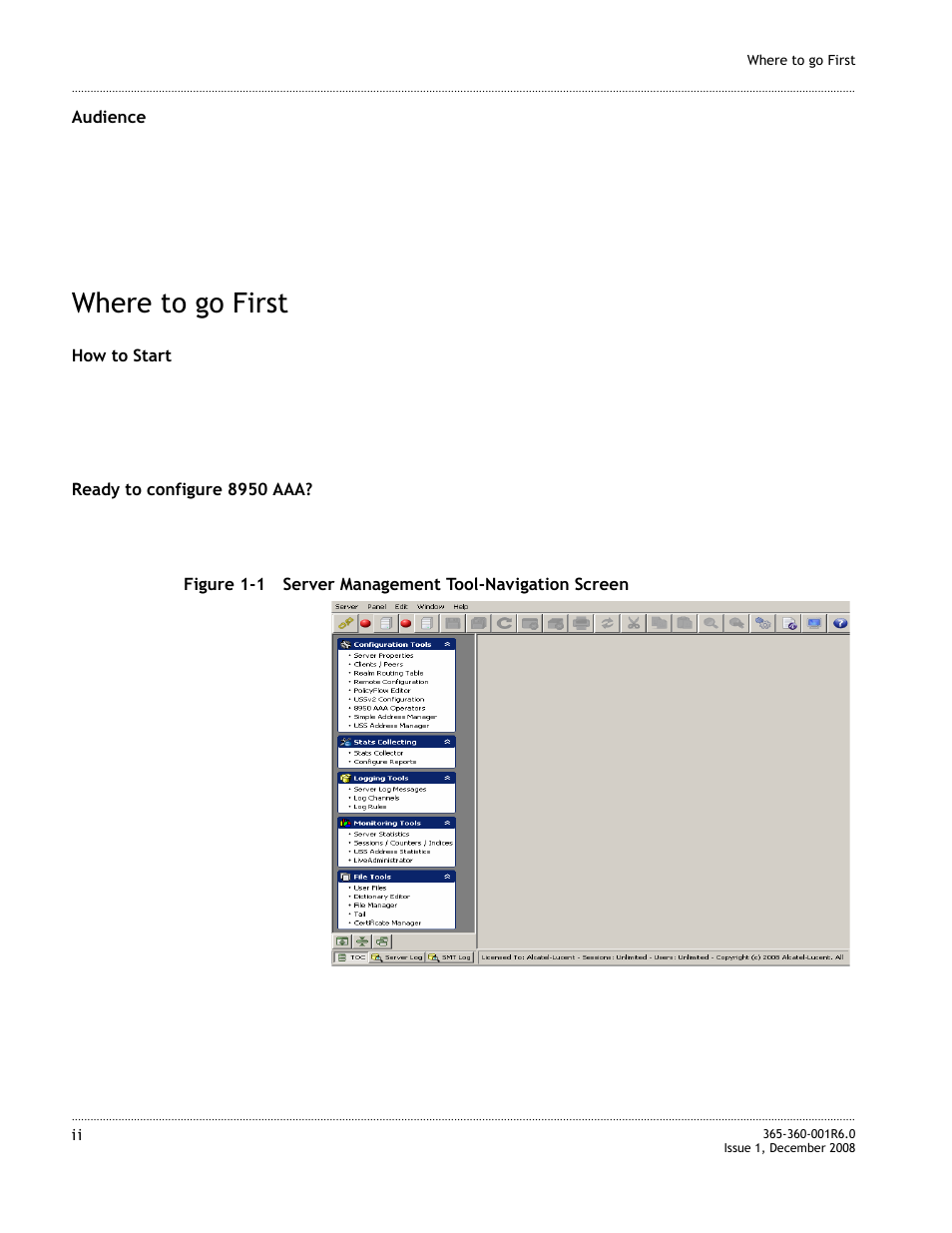 Where to go first, Where to go first -ii | Alcatel-Lucent 8950 AAA User Manual | Page 10 / 476