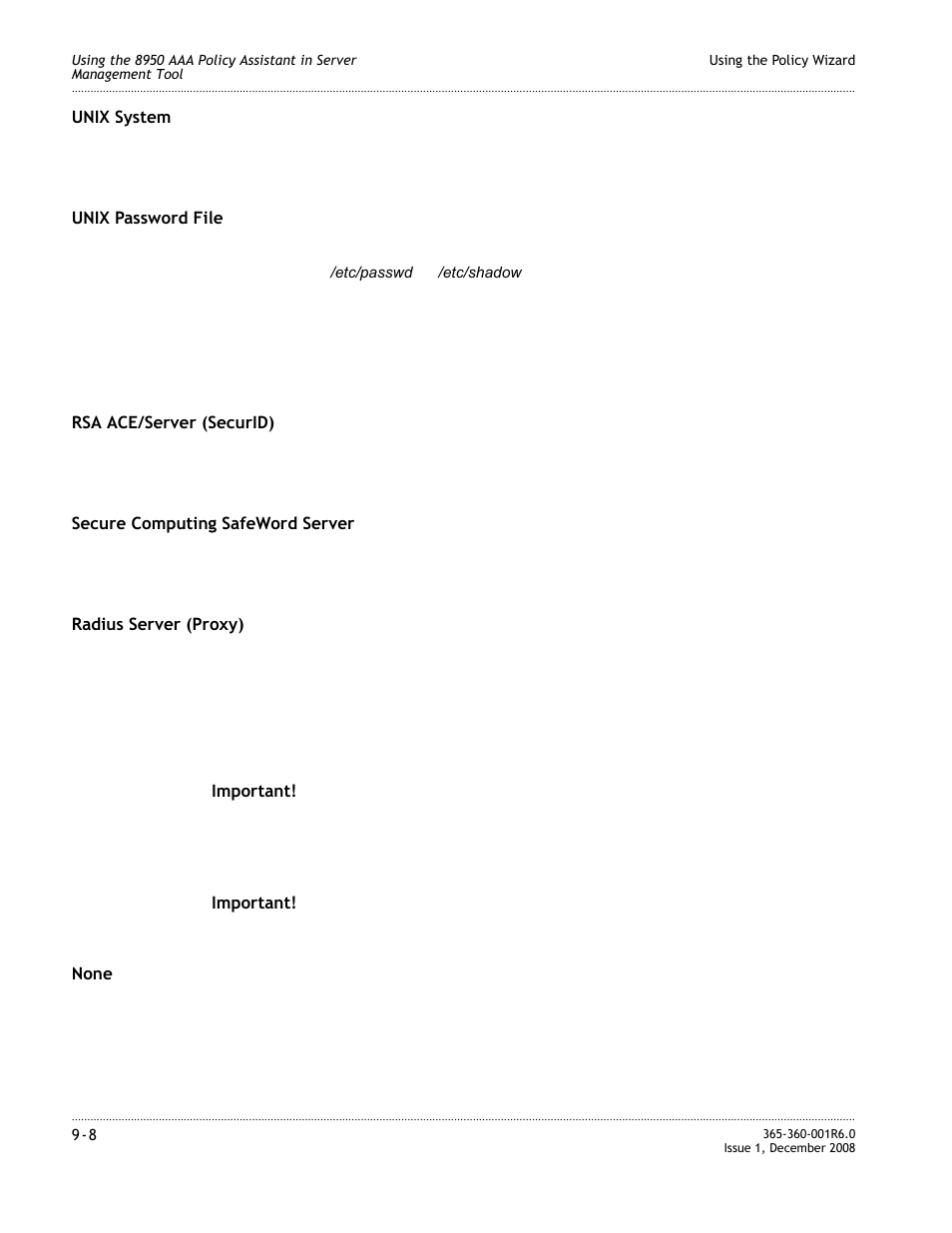 Unix system, Rsa ace/server (securid), Secure computing safeword server | Radius server (proxy) | Alcatel-Lucent 8950 AAA User Manual | Page 148 / 476