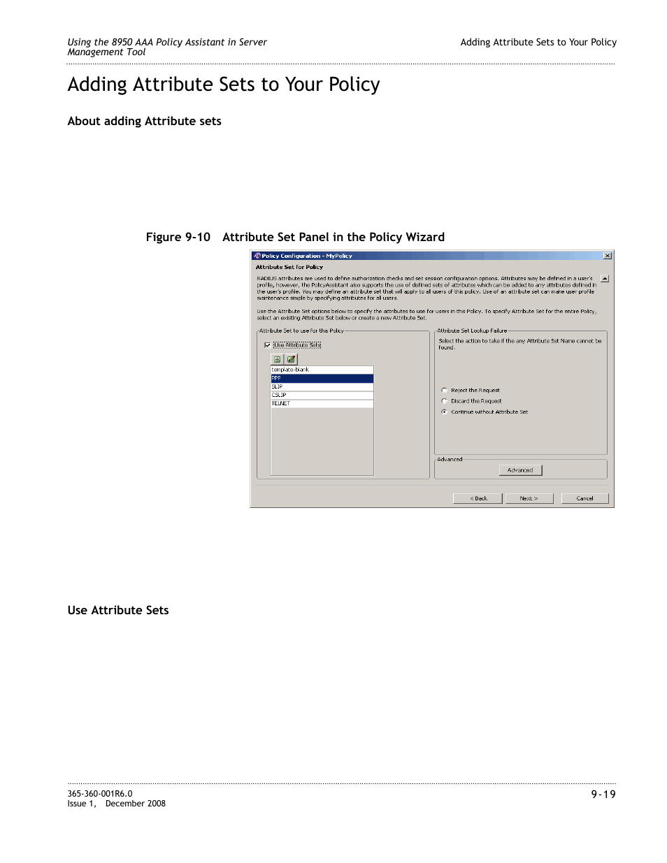 Adding attribute sets to your policy, Adding attribute sets to your policy -19 | Alcatel-Lucent 8950 AAA User Manual | Page 159 / 476