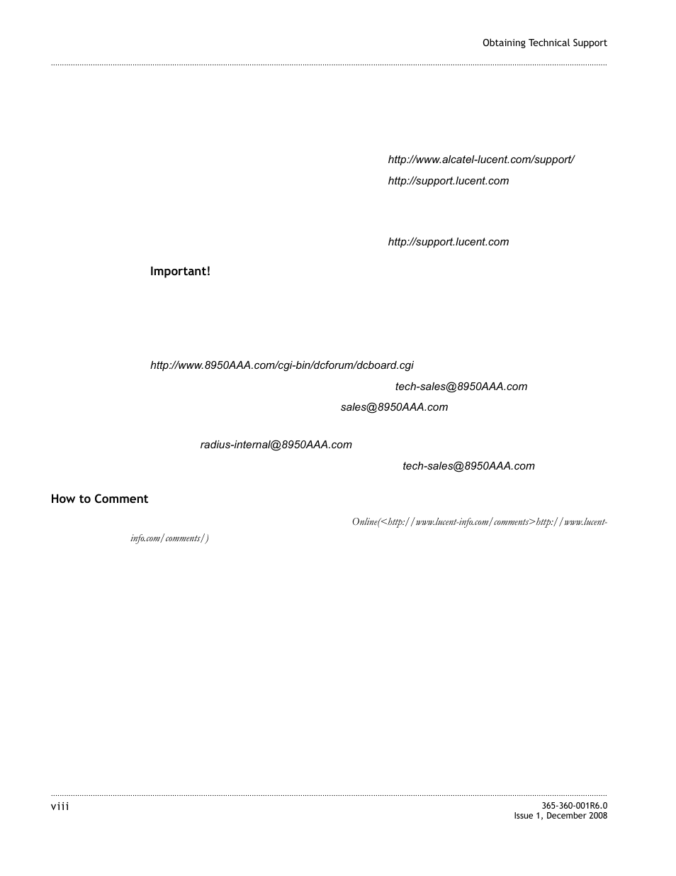 Alcatel-Lucent 8950 AAA User Manual | Page 16 / 476