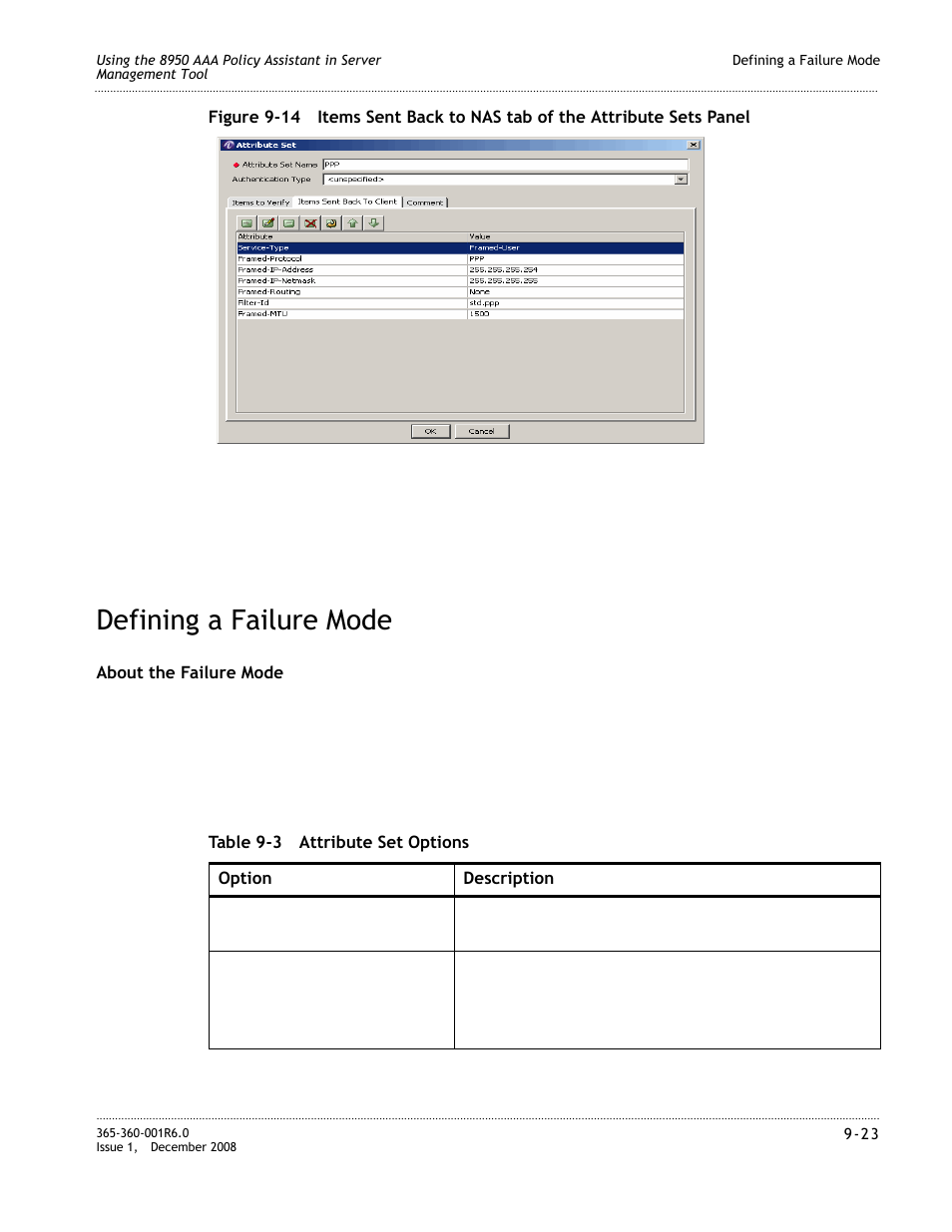 Defining a failure mode, Defining a failure mode -23 | Alcatel-Lucent 8950 AAA User Manual | Page 163 / 476