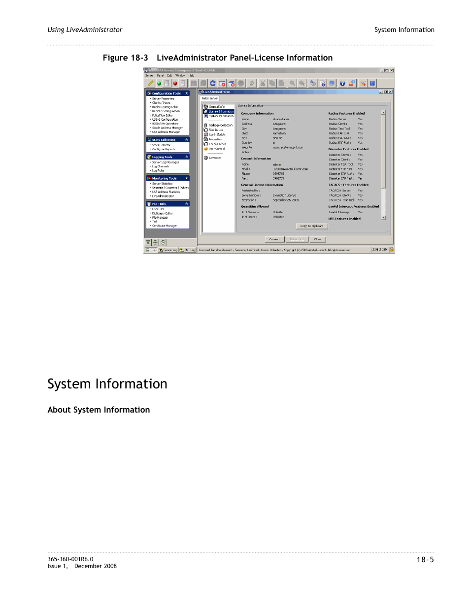 System information, System information -5 | Alcatel-Lucent 8950 AAA User Manual | Page 315 / 476