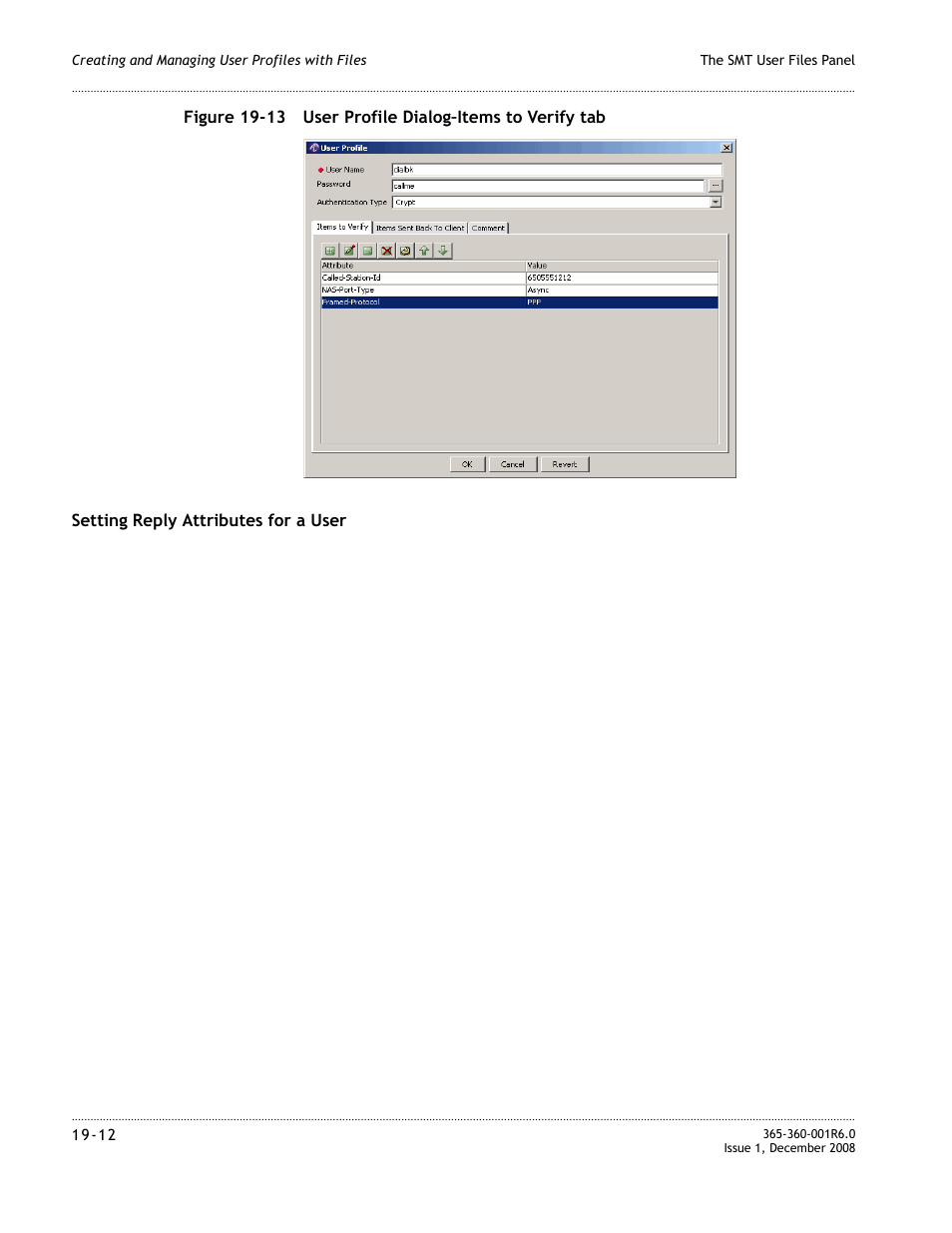 Setting reply attributes for a user, N in, Figure 19-13 | Alcatel-Lucent 8950 AAA User Manual | Page 340 / 476