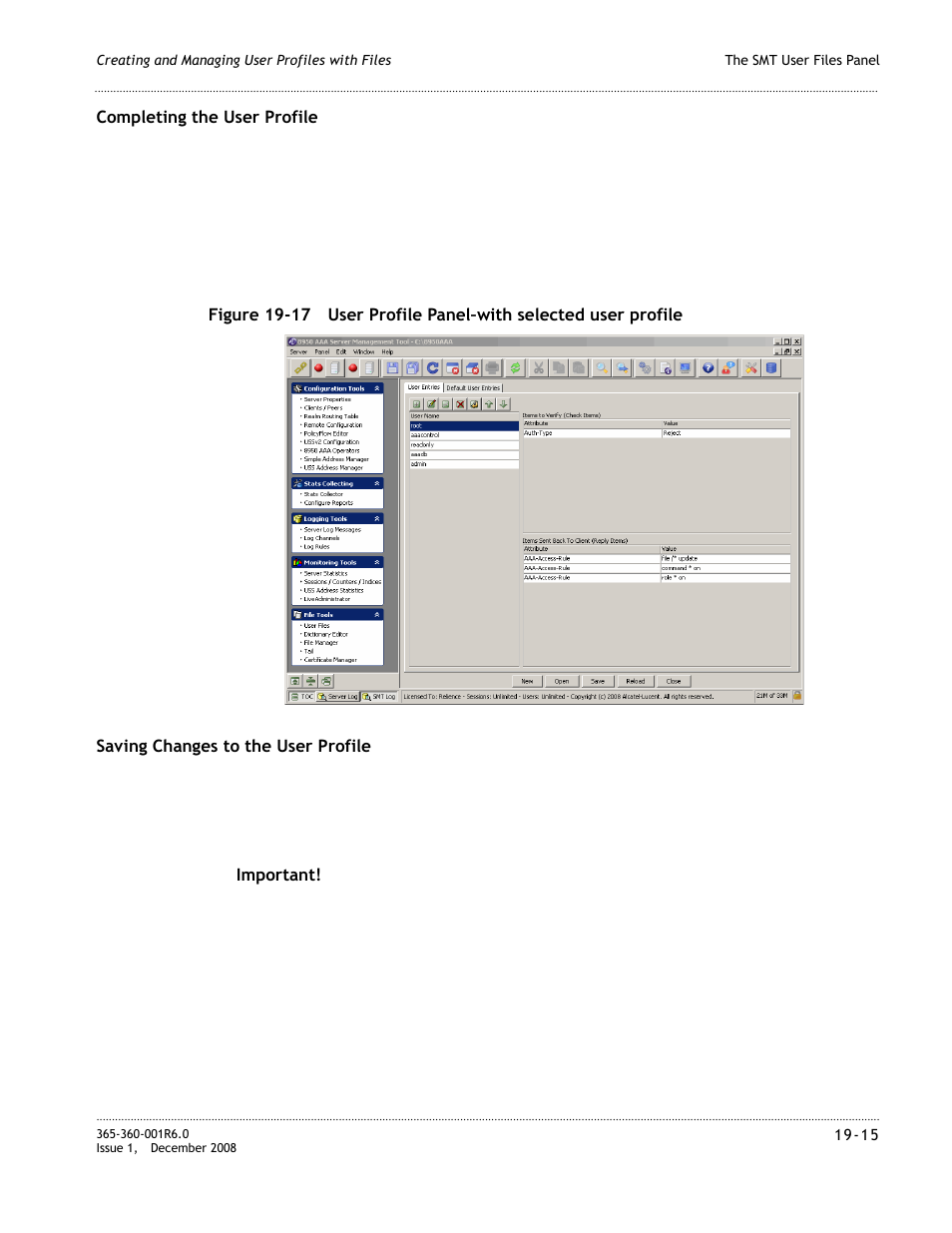 Completing the user profile | Alcatel-Lucent 8950 AAA User Manual | Page 343 / 476