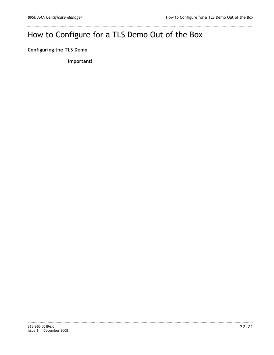 How to configure for a tls demo out of the box, How to configure for a tls demo out of the box -21 | Alcatel-Lucent 8950 AAA User Manual | Page 389 / 476