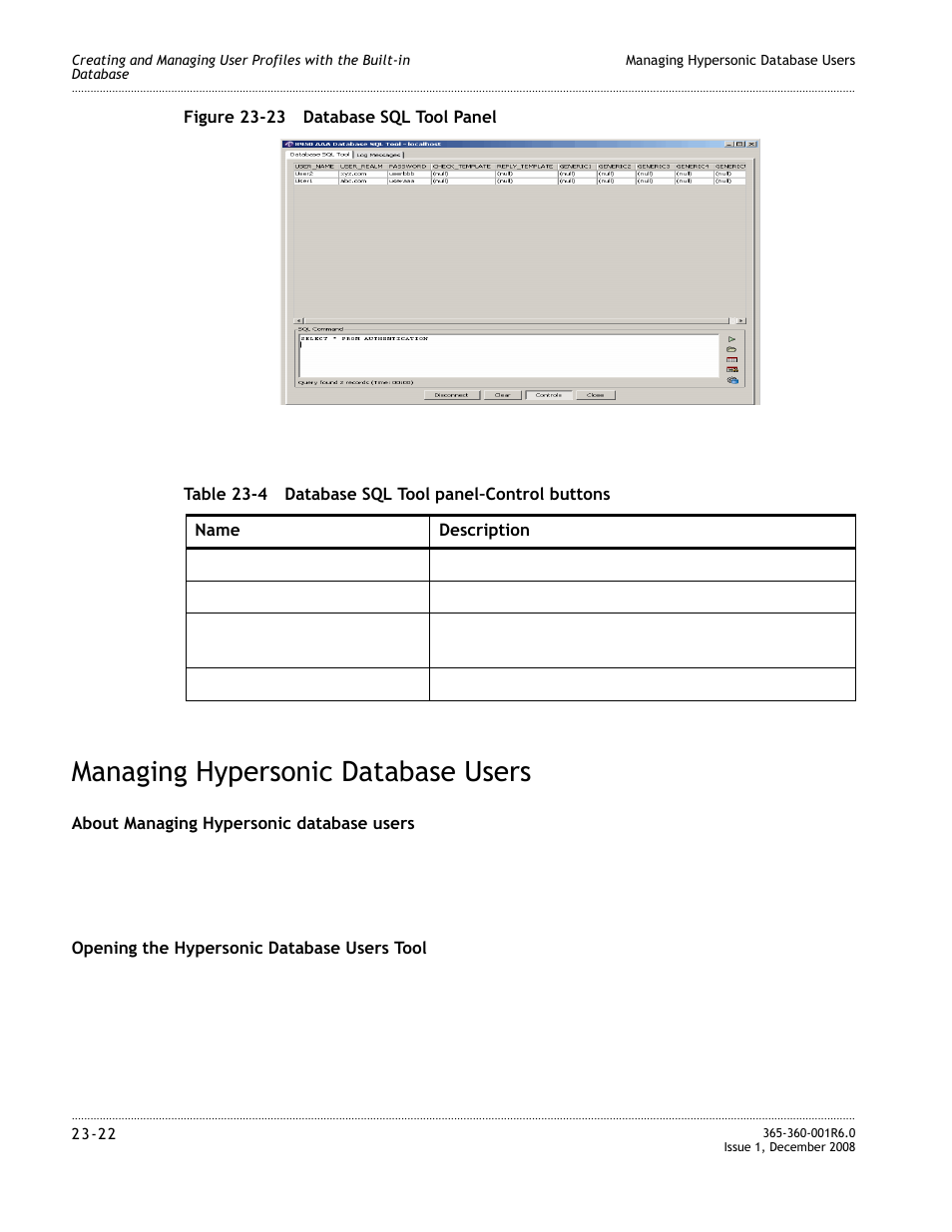 Managing hypersonic database users, Managing hypersonic database users -22, N in | Figure 23-23 | Alcatel-Lucent 8950 AAA User Manual | Page 422 / 476