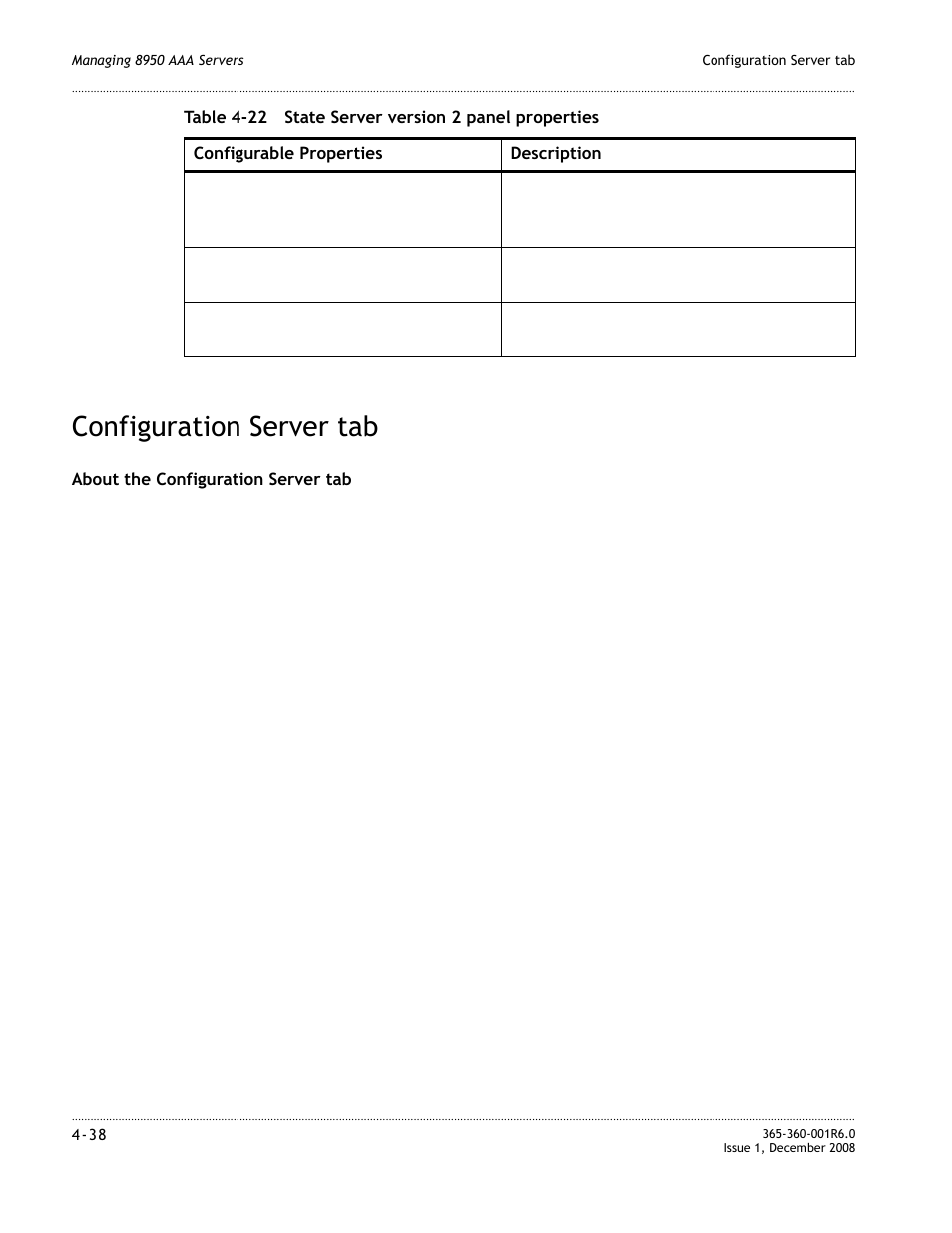 Configuration server tab, Configuration server tab -38 | Alcatel-Lucent 8950 AAA User Manual | Page 94 / 476