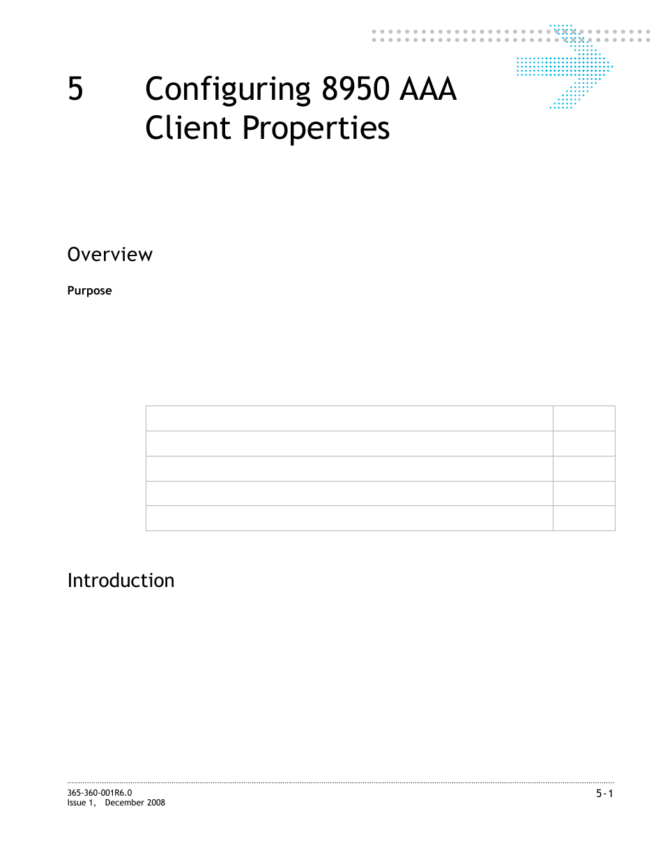 5 configuring 8950 aaa client properties, Introduction, Configuring 8950 aaa client properties | Introduction -1, Chapter 5, “configuring 8950 aaa client properties, Overview | Alcatel-Lucent 8950 AAA User Manual | Page 97 / 476
