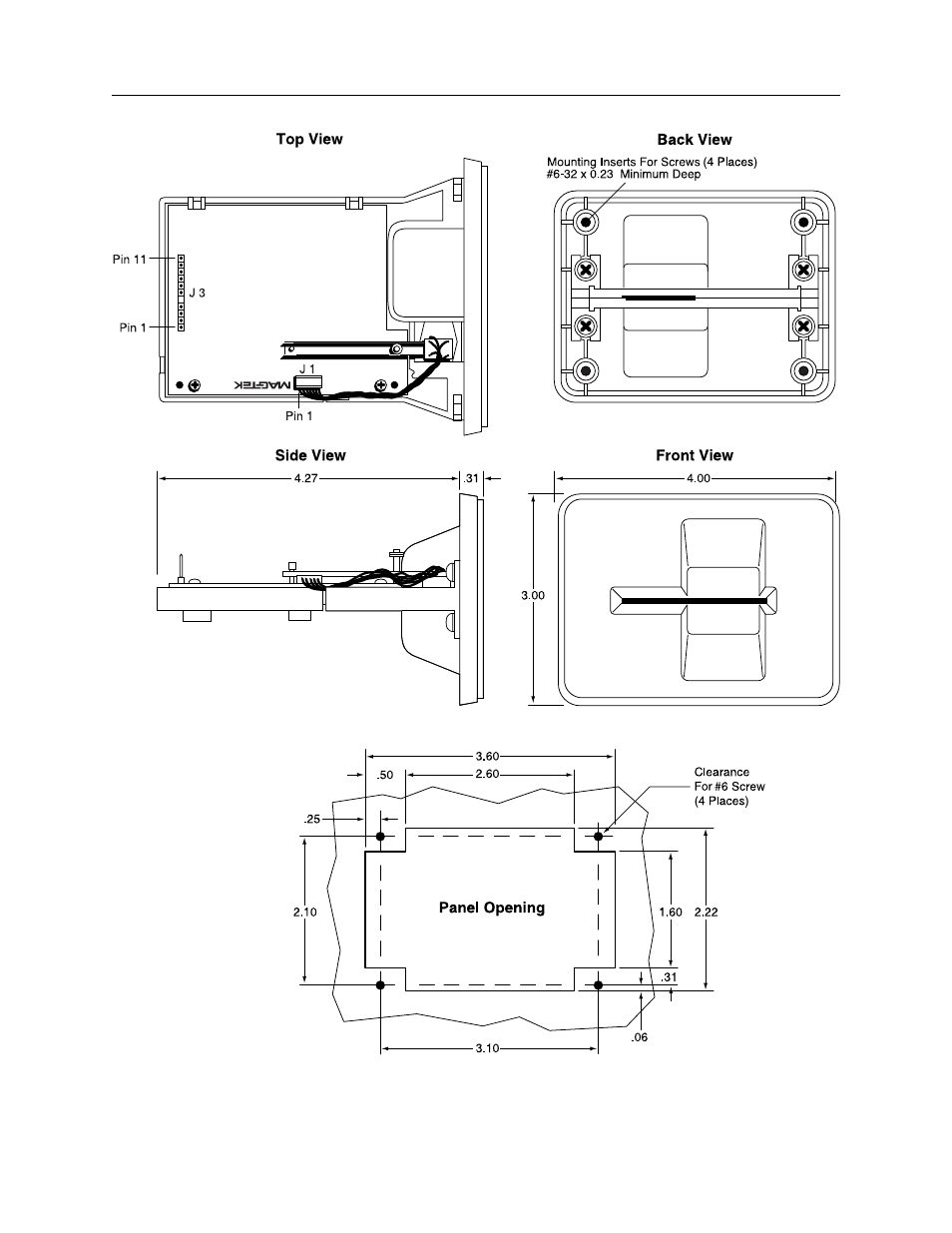 Figure 2-1. magtek bezel mounting dimensions | MagTek MT-215 TTL SINGLE HEAD, 3-TRACK User Manual | Page 12 / 20