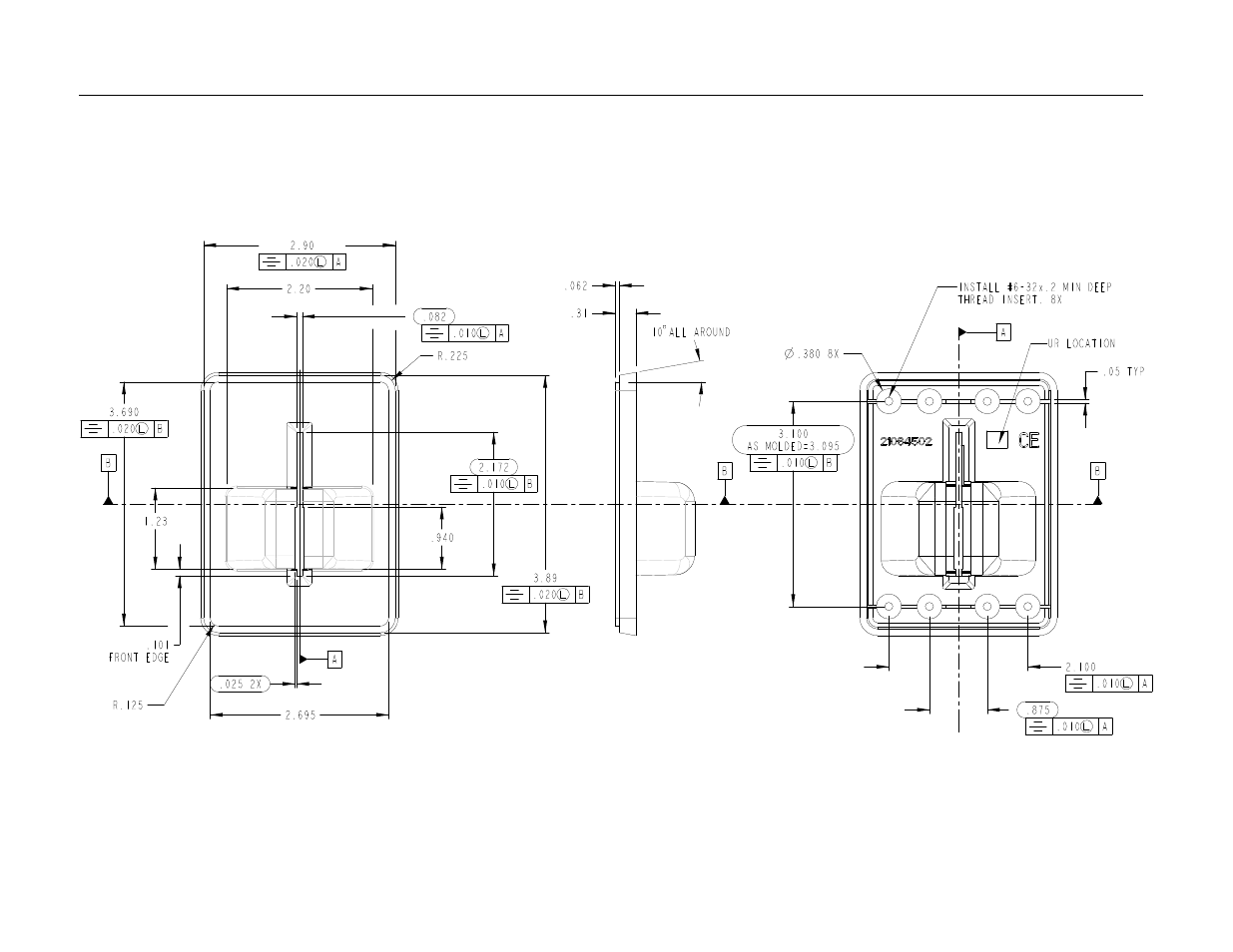 Figure a-1. dimensions for bezel design sheet 1 | MagTek MT-215 TTL SINGLE HEAD, 3-TRACK User Manual | Page 18 / 20