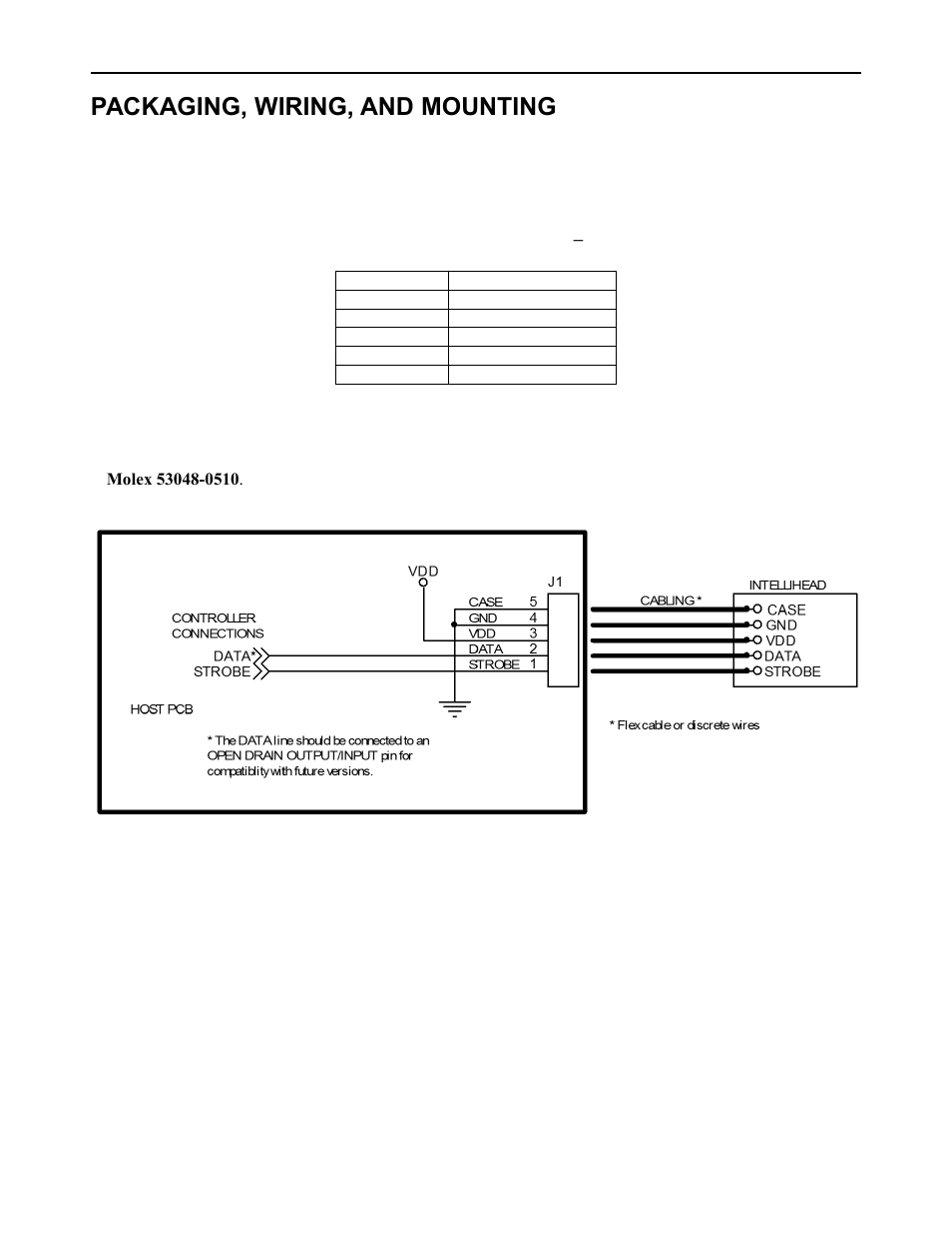 Packaging, wiring, and mounting, Packaging and pin assignments, Wiring | Mounting, Table 1. signal and pin assignments, Intellihead, Figure 2. intellihead wiring | MagTek 3V & 5V User Manual | Page 9 / 17