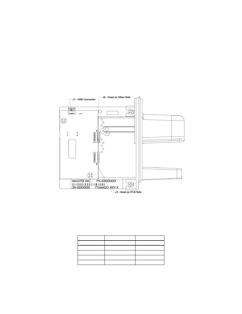 Section 2. installation, Usb connection, Figure 2-1. cabling for 21065128 | Table 2-1. 5-pin connector (j1) | MagTek P-SERIES USB User Manual | Page 13 / 77