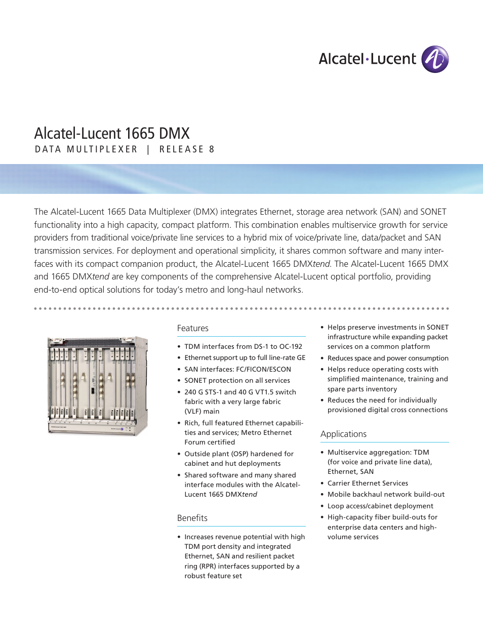 Alcatel-Lucent Data Multiplexer 1665 DMX User Manual | 2 pages