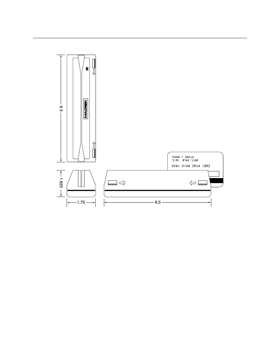 Figure 1-3. dimensions | MagTek MT-211232 RS-232 1 OR 2 TRACK User Manual | Page 13 / 36