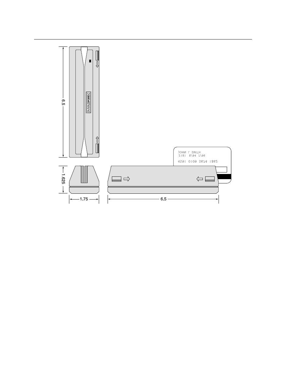 Figure 1-5. dimensions | MagTek MT-211232 RS-232 3-TRACK User Manual | Page 15 / 24