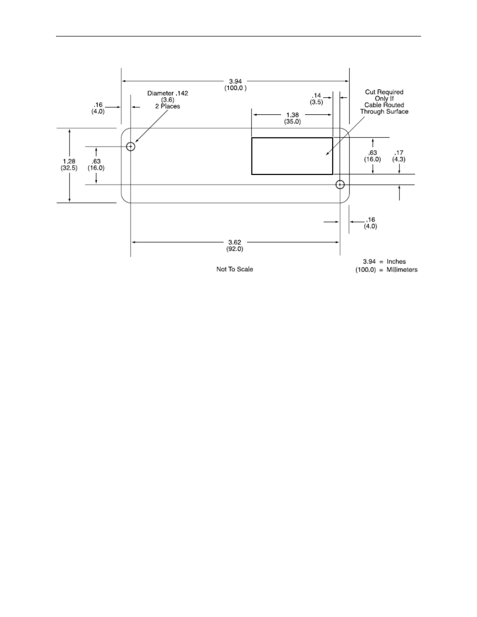 Figure 2-2. mounting hole dimensions for surface | MagTek USB HID SURESWIPE &  USB HID SWIPE READER User Manual | Page 15 / 34