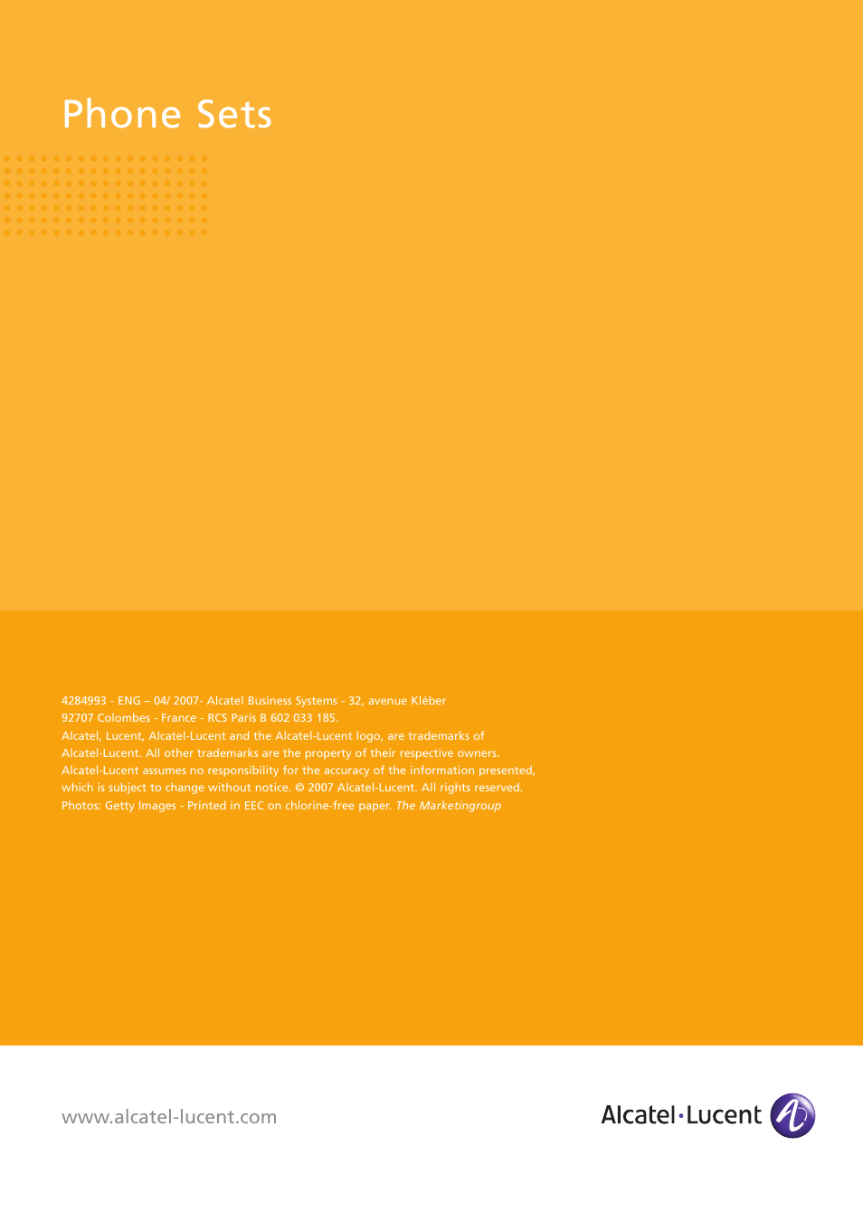 Phone sets | Alcatel-Lucent 9 Series User Manual | Page 6 / 6