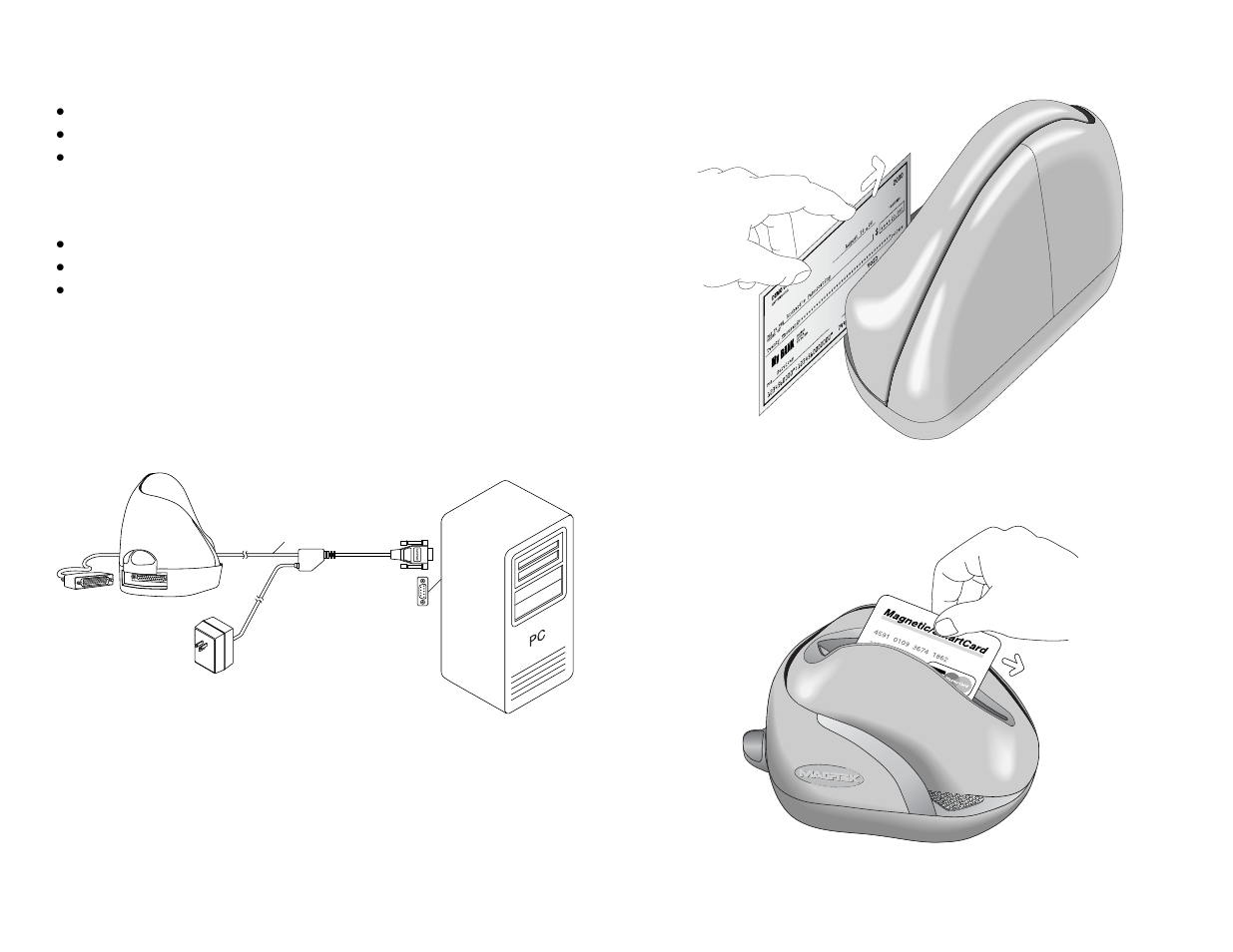 Installation, Check reading, Magnetic stripe card reading | MagTek MICRIMAGE RS232 - PC User Manual | Page 2 / 2