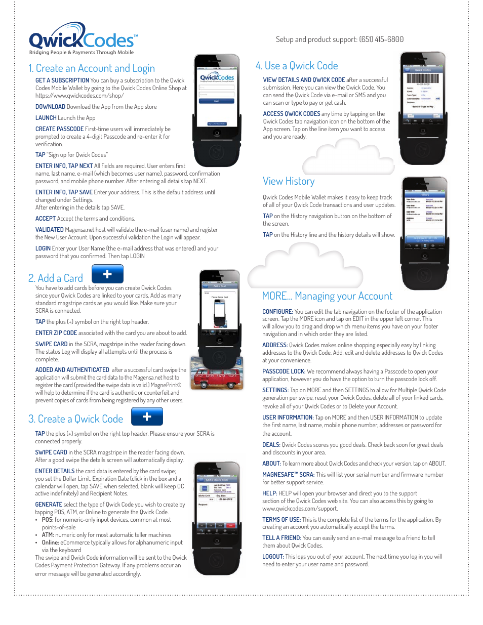Create an account and login, Create a qwick code view history, Trim space | MagTek QwickCodes User Manual | Page 2 / 2