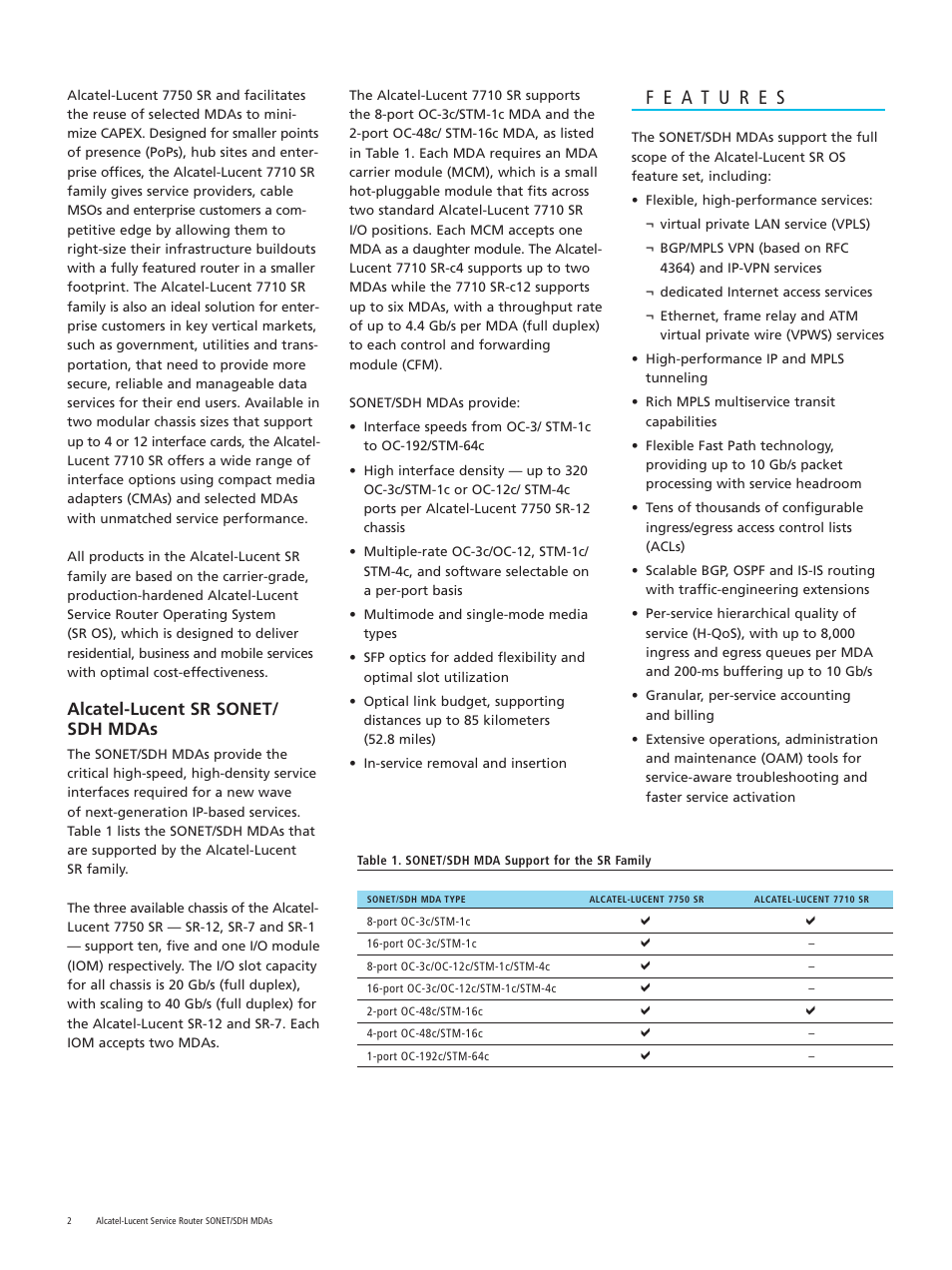 Alcatel-lucent sr sonet/ sdh mdas | Alcatel-Lucent SONET/SDH MDAs User Manual | Page 2 / 4