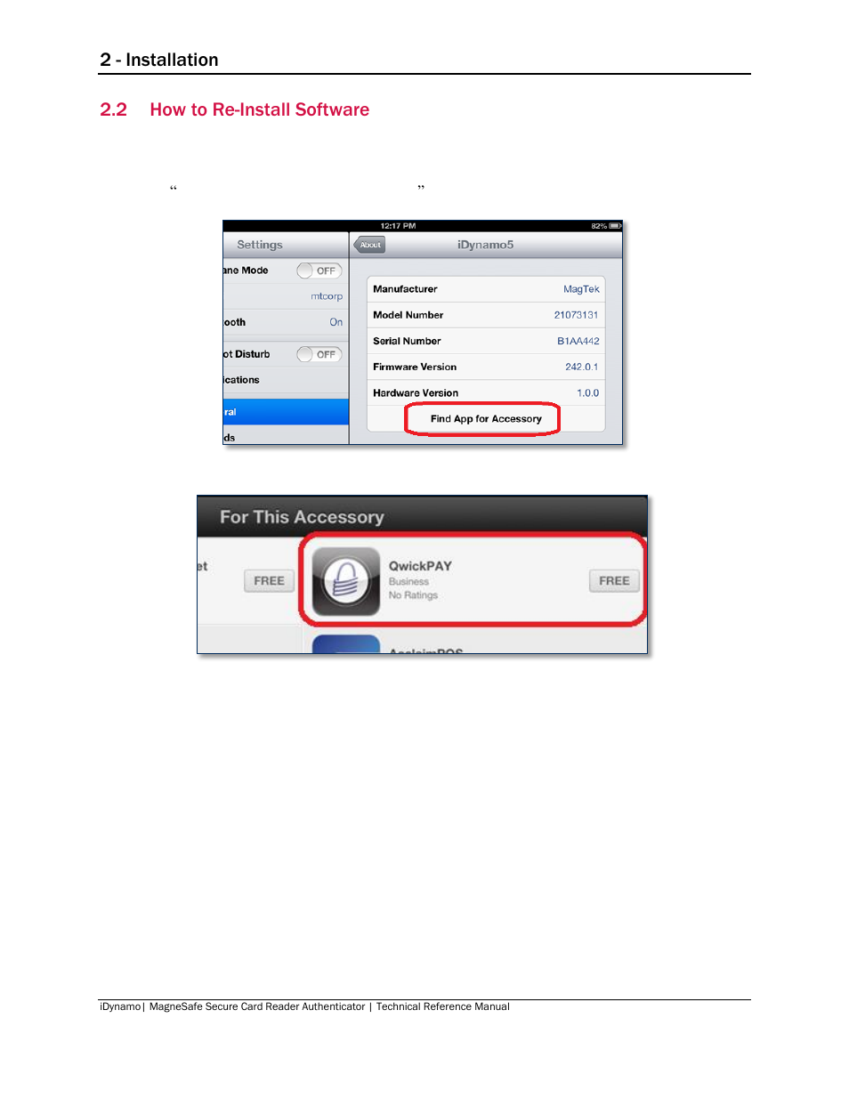 2 how to re-install software, How to re-install software, 2 - installation | MagTek iDynamo User Manual | Page 10 / 24