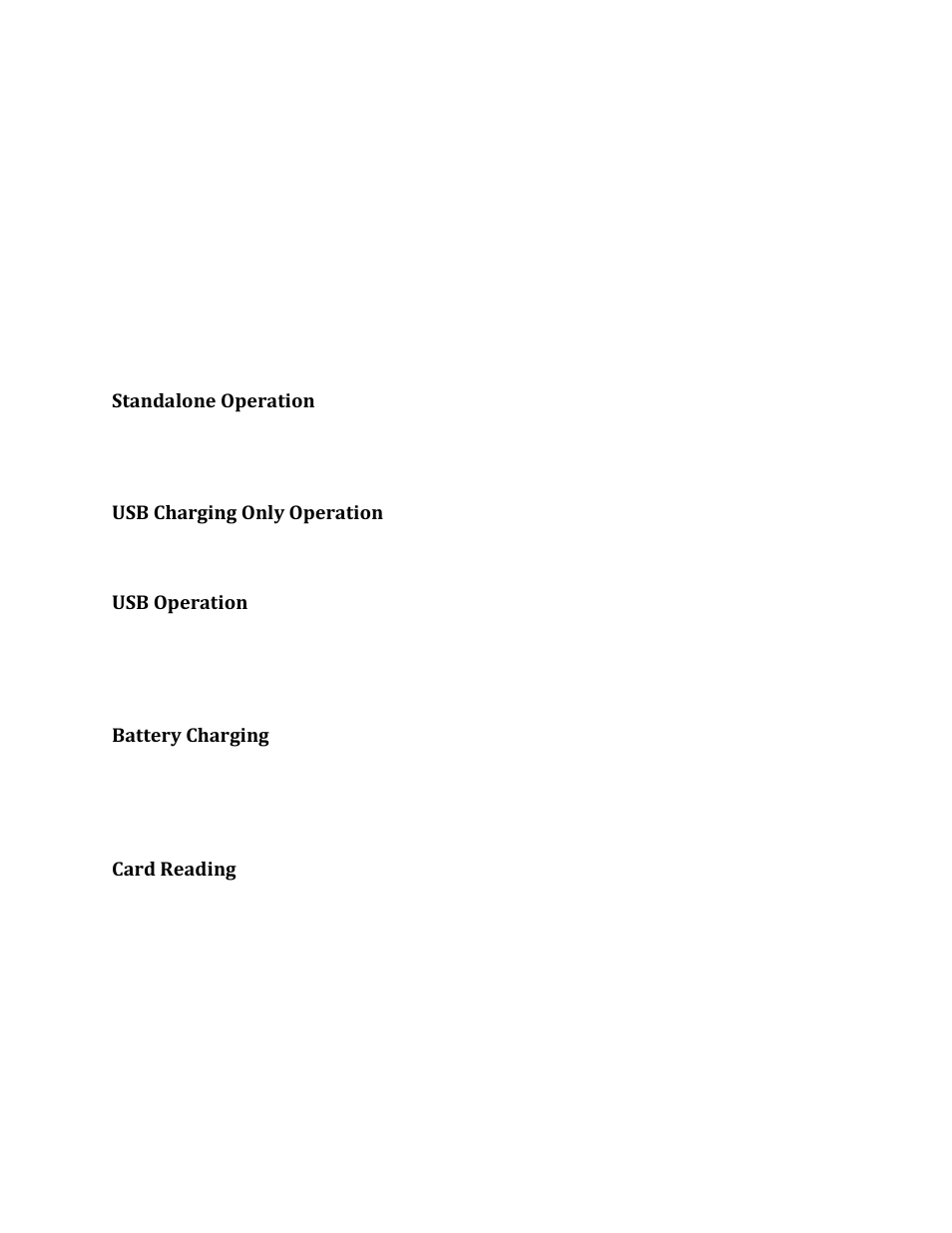 Section 3. operation, User switch, Led indicator | Standalone operation, Usb charging only operation, Usb operation, Battery charging, Card reading | MagTek USB MagneSafe V5 Flash User Manual | Page 13 / 15